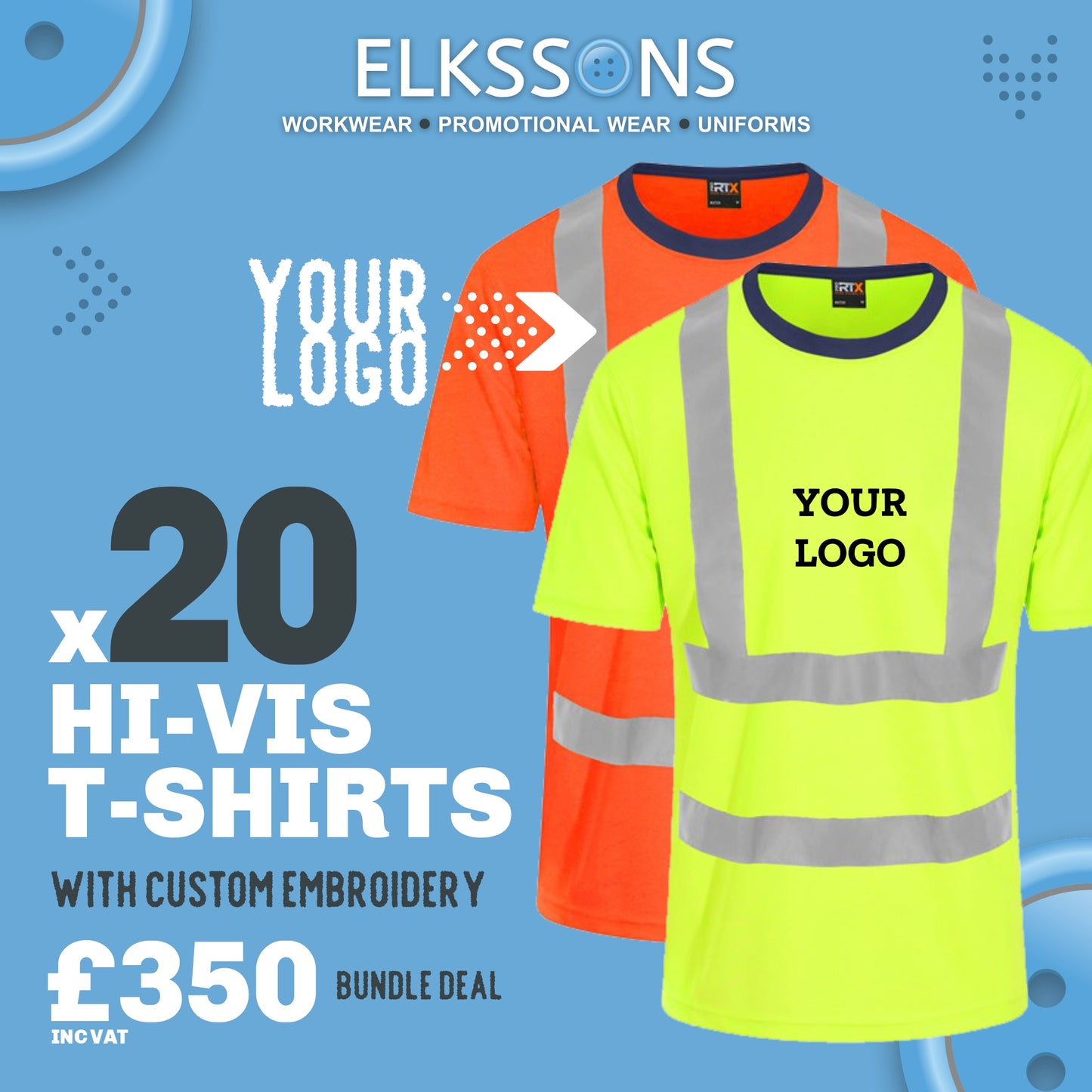 20 x Embroidered Hi Vis T-Shirts