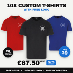 10 x Workwear T-Shirts | Embroidered or Printed Logo | Free Setup & Delivery