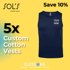 5 x Cotton Vests With Logo