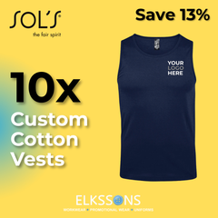 10 x Cotton Vests With Logo