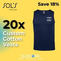 20 x Cotton Vests With Logo