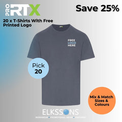 Printed T-Shirt Bundle – 20 Pack, Free Logo Included