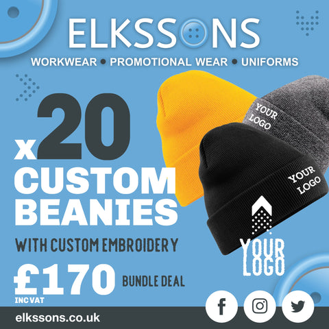 20x Cuffed Embroidered Beanie Bundle Deal