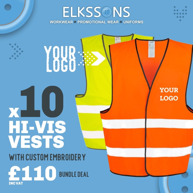 10 x Embroidered Hi-Vis Vests