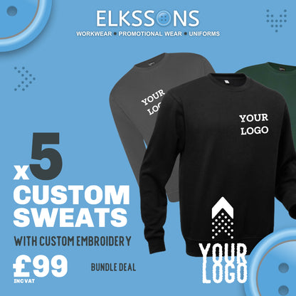 5 x Embroidered Sweatshirt Workwear Bundle