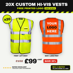 High Visibility Vests (Hi-Vis) Bundle – 20 Pack, Free Logo Included
