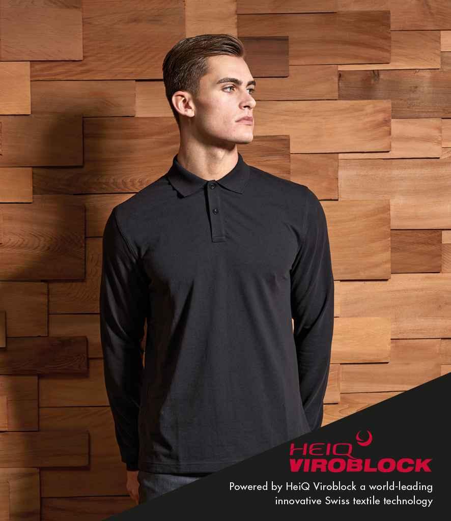 Premier HeiQ Viroblock Unisex Long Sleeve Polo Shirt