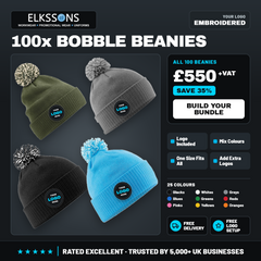 100x Custom Embroidered Snowstar Bobble Beanies
