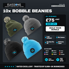 10x Custom Embroidered Snowstar Bobble Beanies