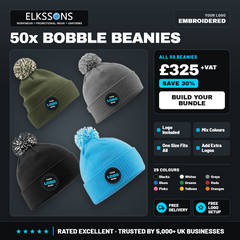 50x Custom Embroidered Snowstar Bobble Beanies
