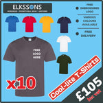 10 x Embroidered Cool T-Shirt Workwear Bundle - Elkssons