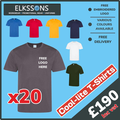 20 x Embroidered Cool T-Shirt Workwear Bundle - Elkssons