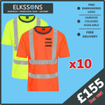 10 x Embroidered  Hi Vis T-Shirts - Elkssons