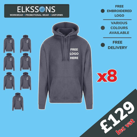 8 x Embroidered Hoodie Workwear Bundle - Elkssons