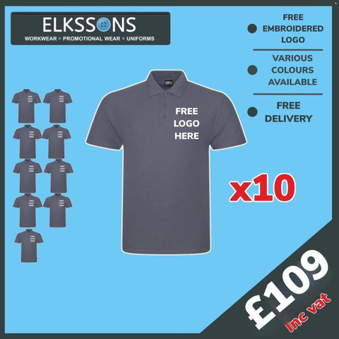 10 x Embroidered Polo Workwear Bundle | Elkssons.